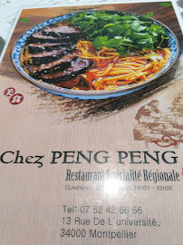 Chez Peng Peng à Montpellier menu