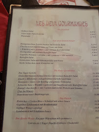 Menu / carte de Les Deux Gourmandes à Strasbourg
