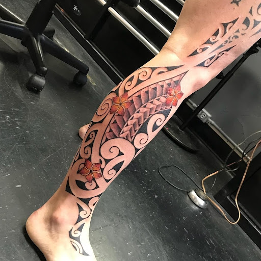 Explore thigh hip tattoo ideas, creative tattoo ideas in Lahaina, available at Banyan Tree Tattoo