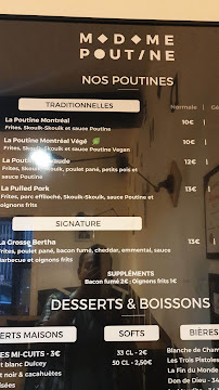 Restauration rapide Madame Poutine à Toulouse (le menu)