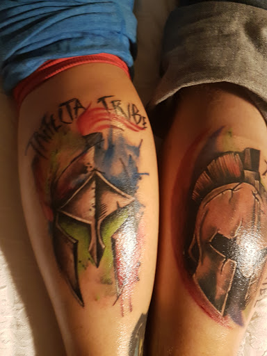 Explore 2 dog tattoo ideas, creative tattoo ideas in Boston, available at Boston Barber & Tattoo Co.
