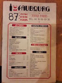 Restaurant Le Faubourg à Paris - menu / carte