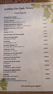 Menu du Gasthaus Zur Linde à Teupitz