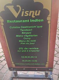 Menu du Restaurant Visnu Maison de L'Inde à Pau