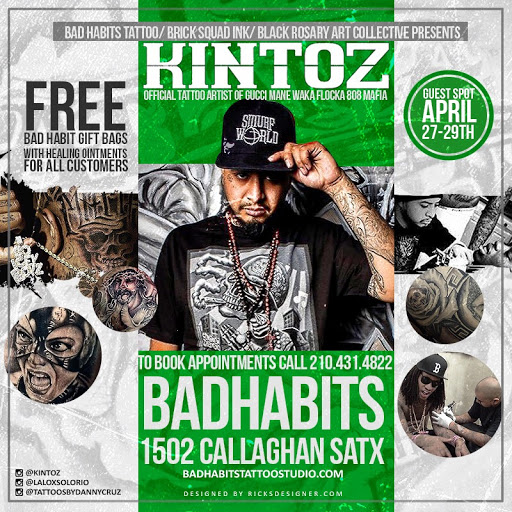 Tattoo Shop «Bad Habits Tattoo Studio», reviews and photos, 1502 Callaghan Rd, San Antonio, TX 78228, USA