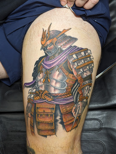 Explore gas mask tattoo ideas, creative tattoo ideas in Bargersville, available at Angels and Demons Tattoo