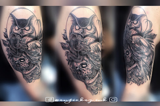 Explore road trip tattoo ideas, creative tattoo ideas in Casper, available at Luna & Lotus Amethyst Ink Angie Kay