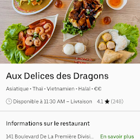 Aux Délices des Dragons à Avignon menu