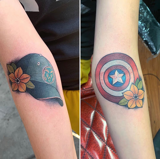 Explore disney sleeve tattoo ideas, creative tattoo ideas in Idaho Falls, available at W.G.F. Industries L.L.C.