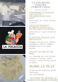 Restaurant italien La Focaccia Italian Street Food à Thionville - menu / carte