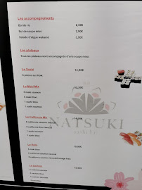 Carte du NATSUKI SUSHI BAR à Mimizan