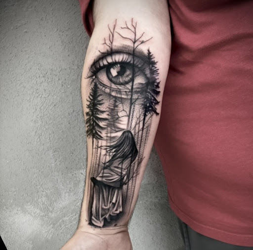 Explore calf tattoo ideas for men, creative tattoo ideas in Ambler, available at Tattoo GalaxyAmbler Piercing & Custom Tattoos