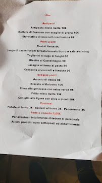 Menu / carte de Bar Ristorante Vetta à Cremolino
