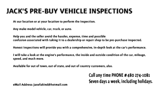 Pre Buy Vehicle Inspections