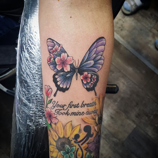 Explore lion sleeve tattoo ideas, creative tattoo ideas in Calimesa, available at County Line Tattoo