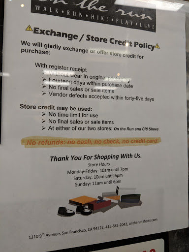 Shoe Store «On The Run Shoes», reviews and photos, 1310 9th Ave, San Francisco, CA 94122, USA