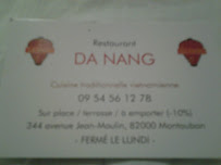 Restaurant vietnamien Da Nang à Montauban (le menu)