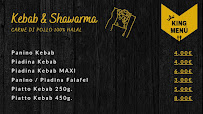 Menu du King kebab à Cosenza
