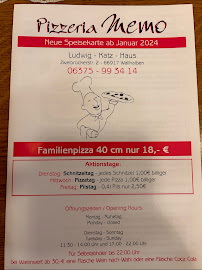Pizzeria Memo à Wallhalben menu
