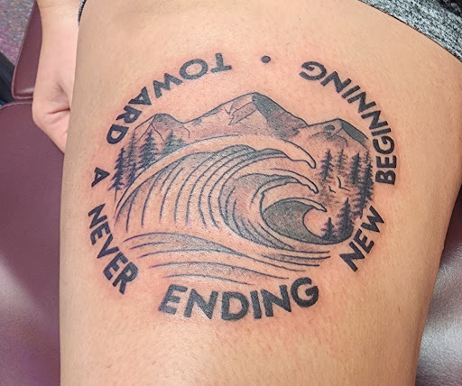 Explore colon cancer tattoo ideas, creative tattoo ideas in Meridian, available at Burn The Boats Tattoo