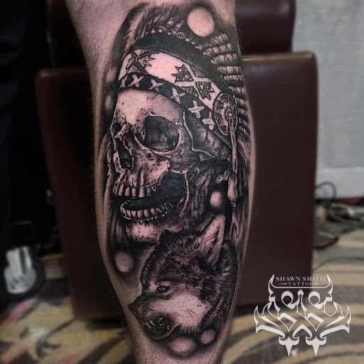 Explore skull neck tattoo ideas, creative tattoo ideas in Florissant, available at St. Louis Ink