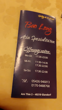 Menu / carte de Bao Long Asia Spezialitäten à Glandorf
