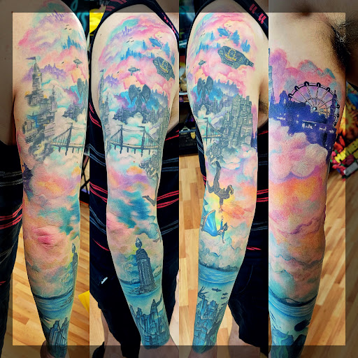 Explore bottom leg tattoo ideas, creative tattoo ideas in Benton, available at Spectrum Tattoo