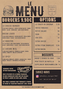 Menu du Daddy’s Burger à Fréjus