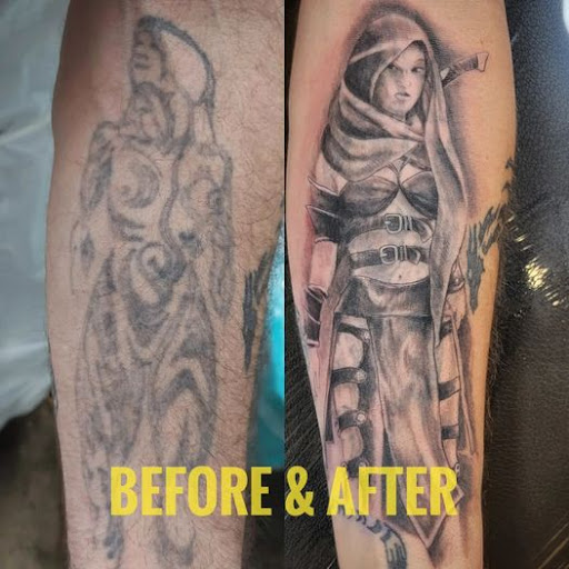 Explore calf tattoo ideas for guys, creative tattoo ideas in North Bend, available at The Rusty Needle Tattoo Parlor