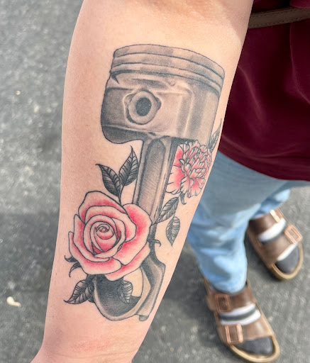 Explore aztec sleeve tattoo ideas, creative tattoo ideas in La Crosse, available at Nickel & Brass Tattoo Collective