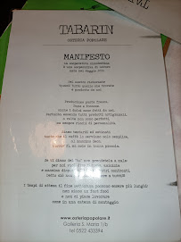 Menu / carte de Tabarin osteria popolare à Reggio Emilia