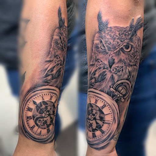 Explore tattoo sleeve fill in ideas, creative tattoo ideas in San Antonio, available at Nite Owl Tattoo Studio