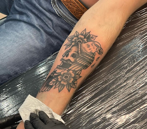 Explore calf leg tattoo ideas, creative tattoo ideas in Belgrade, available at The Loyal Sparrow Tattoo and Piercing