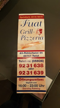 Carte du Fuat Grill Pizzeria à Twist