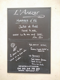 Restaurant L'Arazur à Antibes menu