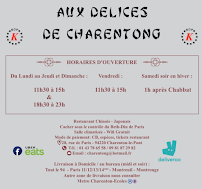 Menu du Aux Délices de Charentong à Charenton-le-Pont