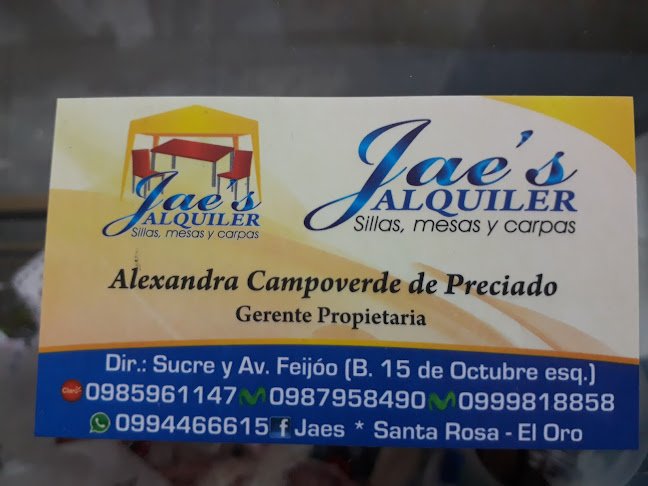 Opiniones de JAE'S alquiler de Sillas, Mesas y Carpas en Santa Rosa - Tienda