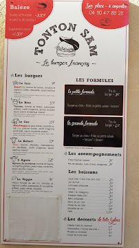 Restaurant de hamburgers Tonton Sam à Arles - menu / carte