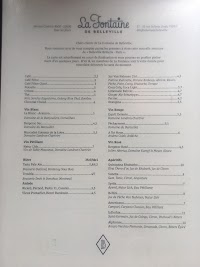 La Fontaine à Paris menu