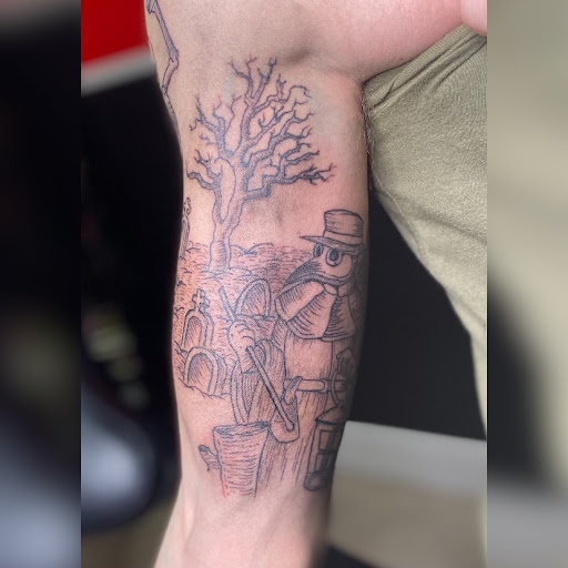 Explore leg piece tattoo ideas, creative tattoo ideas in Bethlehem, available at Valley Of Shadows