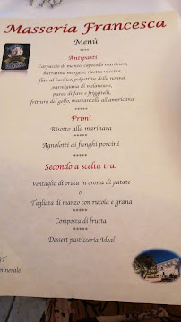 Restaurant Masseria Francesca à Crispiano (le menu)