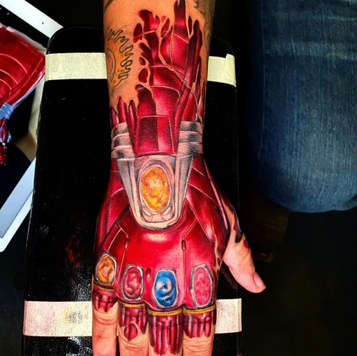 Explore men thigh tattoo ideas, creative tattoo ideas in Odessa, available at Black Cat Tattoo Company