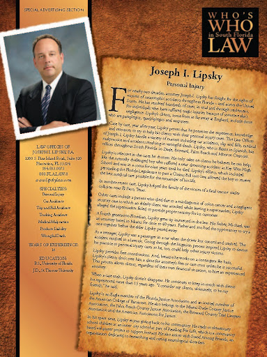 Personal Injury Attorney «Personal Injury Law Offices of Joseph I Lipsky», reviews and photos