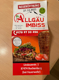 Menu / carte de Allgäu Imbiss Drehspieß à Isny im Allgäu
