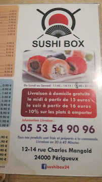 Sushi-Box à Périgueux carte