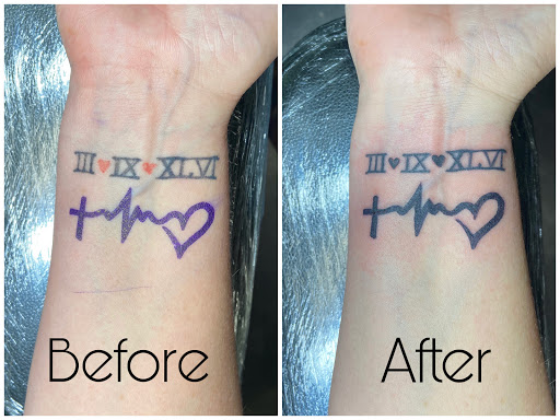 Explore lv tattoo ideas, creative tattoo ideas in Meridian, available at Creative Pain Tattoo Studio