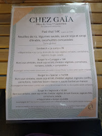 Restaurant Chez Gaïa à Chambéry (la carte)