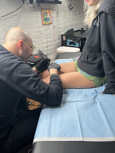 Explore leg tribal tattoo ideas, creative tattoo ideas in New York, available at In Due Time Tattoo