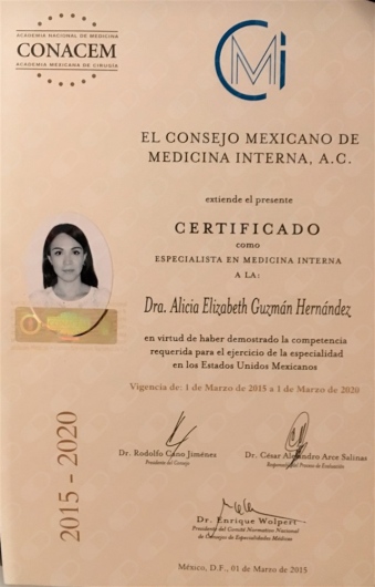 Dra. Alicia Elizabeth Guzmán Hernández, Hematólogo