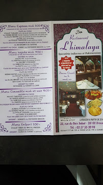 Carte du Restaurant L'Himalaya à Dreux